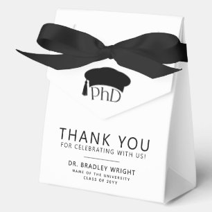 PhD Doctoral Grad Hat Graduation Thank You Favor Boxes