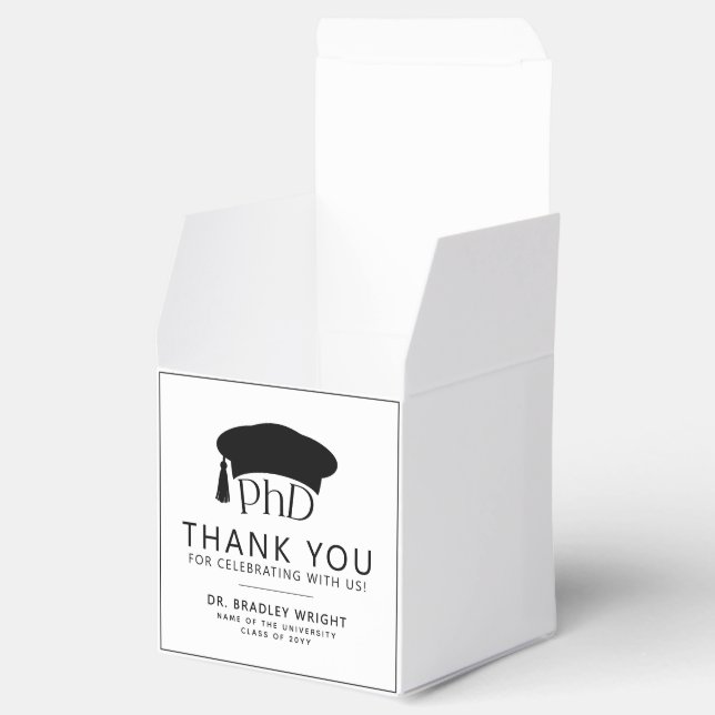 PhD Doctoral Grad Hat Graduation Thank You Favor Boxes (Opened)