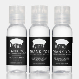 PhD Doctoral Grad Hat Graduation Thank You Hand Sanitizer