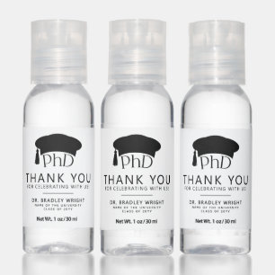 PhD Doctoral Grad Hat Graduation Thank You Hand Sanitizer
