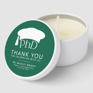 PhD Doctoral Grad Hat Graduation Thank You Mini Candle Favors