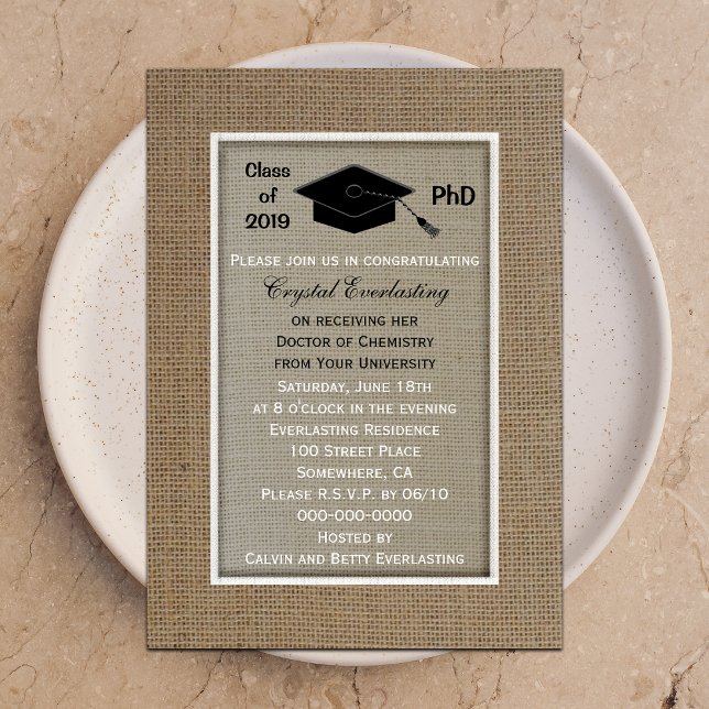 PhD Doctoral Graduation Announcement Invitation (Creator Uploaded)