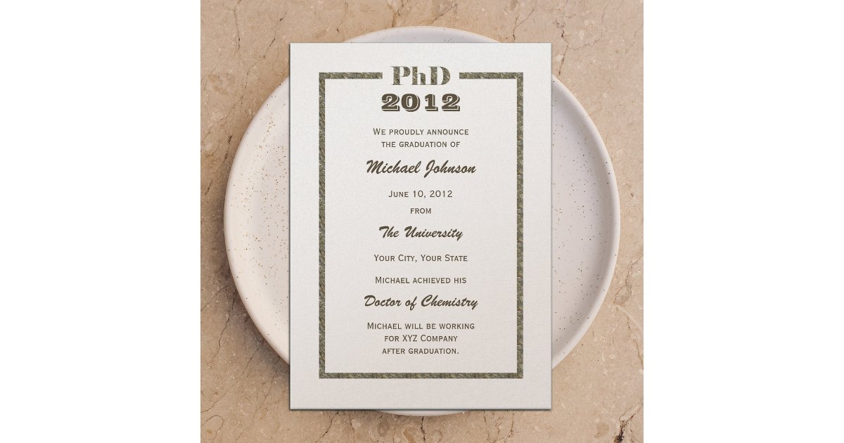 PhD Doctoral Graduation Announcement Metallic | Zazzle