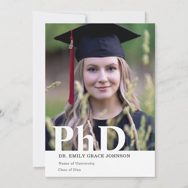 Phd doctorate graduation grad university 2 photo announcement (Front)