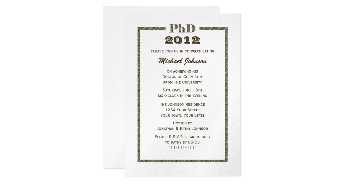PhD Doctorate Graduation Invitation Metallic | Zazzle.com
