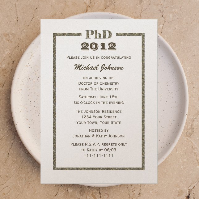 PhD Doctorate Graduation Invitation Metallic (Creator Uploaded)
