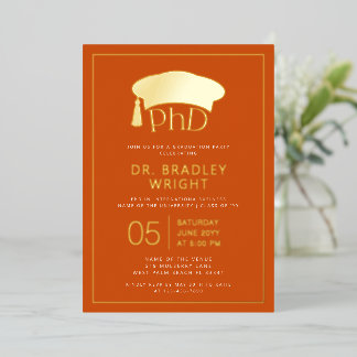 Phd Doctorate Hat Doctoral Degree Graduation Foil Invitation