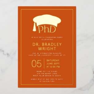Phd Doctorate Hat Doctoral Degree Graduation Foil Invitation