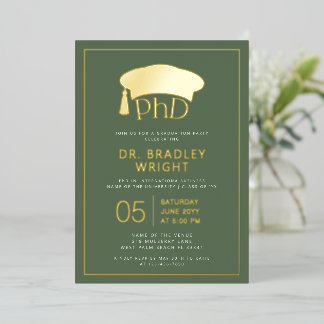 Phd Doctorate Hat Doctoral Degree Graduation Foil Invitation