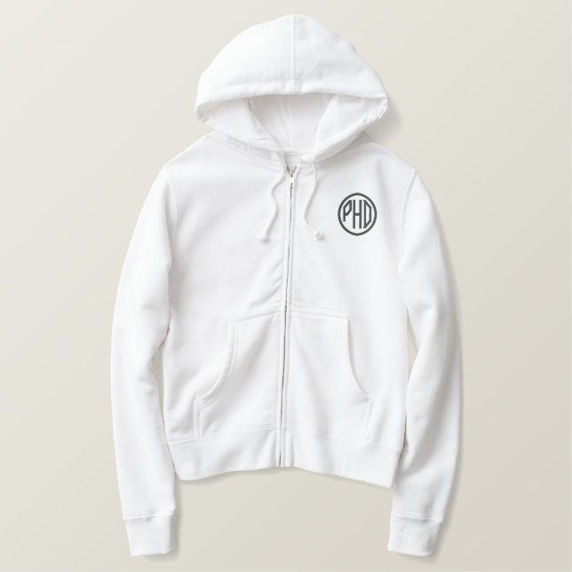PhD Embroidered Jacket Embroidered Hoodie (Design Front)