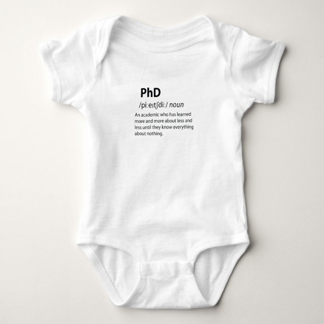 PhD Funny Dictionary Definition Baby Bodysuit (Front)