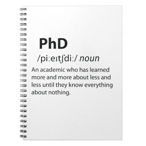 PhD Funny Dictionary Definition Notebook
