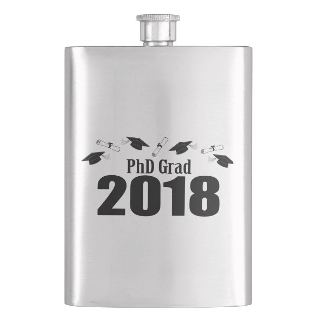 PhD Grad 2018 Caps And Diplomas (Black) Flask (Front)