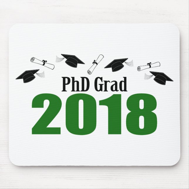 PhD Grad 2018 Caps And Diplomas (Green) Mouse Pad (Front)
