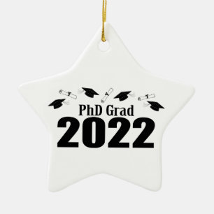 PhD Grad 2022 Caps And Diplomas (Black) Ceramic Ornament