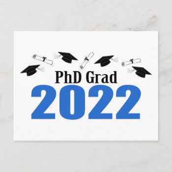 Phd Grad 2022 Caps And Diplomas (blue) Postcard by LushLaundry at Zazzle