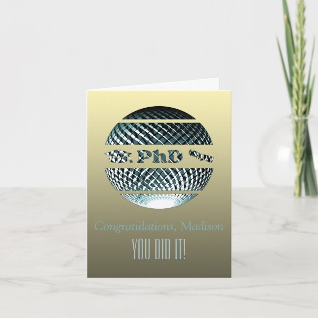 PhD graduation congratulation card personalizable  (Front)