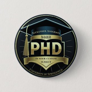 Phd graduation doctoral thesis gift iron on button