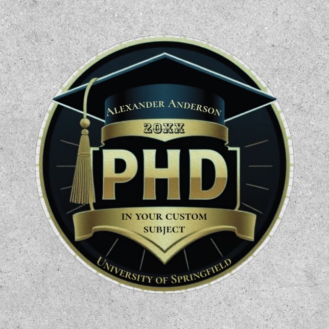 Phd graduation doctoral thesis gift iron on patch (Front)