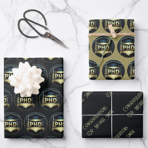 PhD graduation gold gift wrapping Tissue Paper
