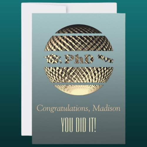 PhD graduation greeting card gold platinum