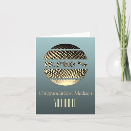 PhD graduation greeting card gold platinum