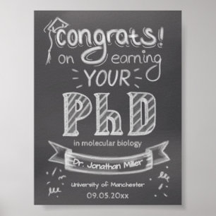 PhD graduation greeting chalkboard university Poster