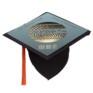PhD graduation hat gold personizable