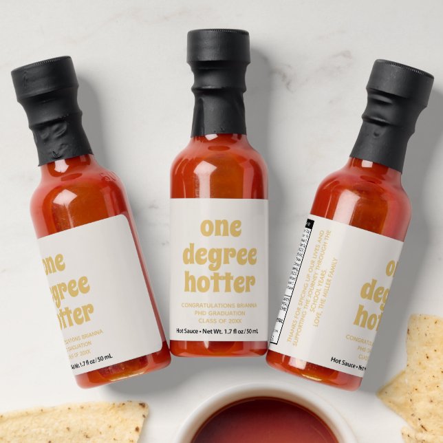 PHD Graduation Party Favor Gold Funny Hot Sauces (Laydown)