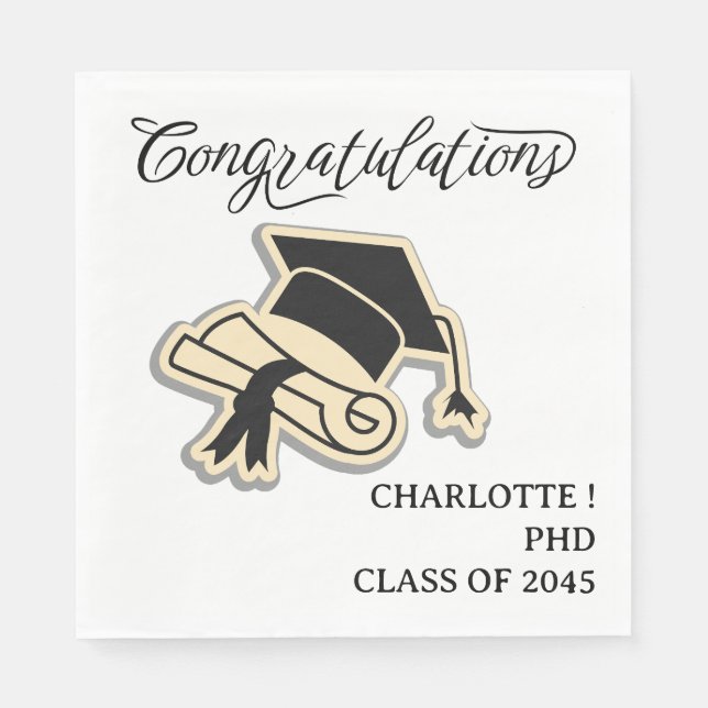 PHD Graduation Party Napkins (Front)