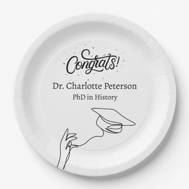 PhD Graduation Party  Paper Plates (Front)