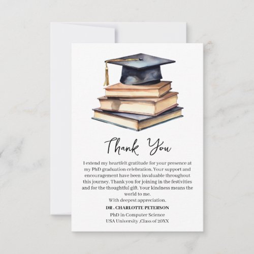 PhD Graduation Party Thank You Card