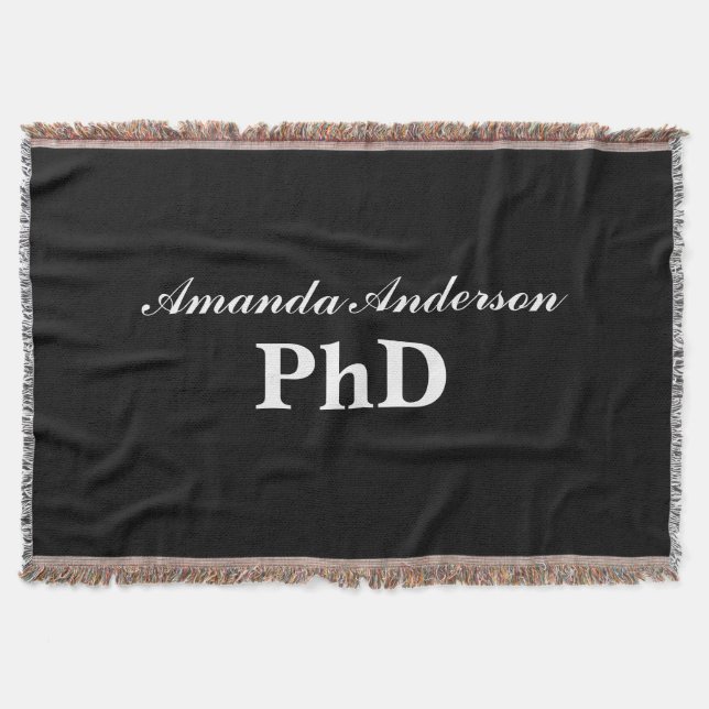 PhD Graduation Personalized Name Throw Blanket (Front)