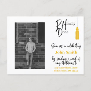 PHD Graduation Post Card - Card Shower -