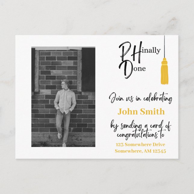 PHD Graduation Post Card - Card Shower - (Front)