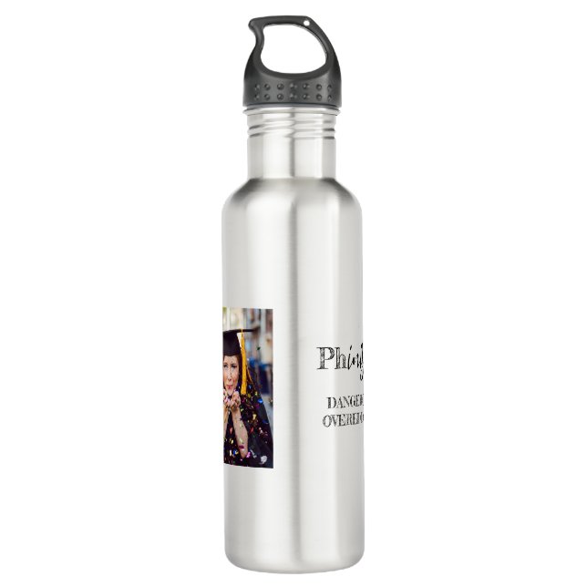 PHD Gratuate Phinished Dangerously Overeducated Stainless Steel Water Bottle (Back)
