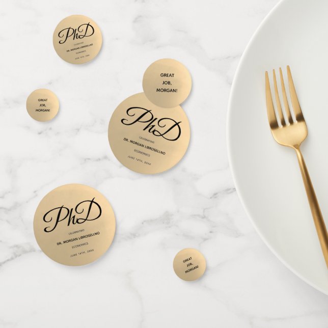 PhD Great Job Name Gold Black Gray Graduation Confetti (Group)