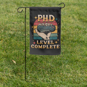 PhD Level Complete Graduation Doctorate Gaming Garden Flag