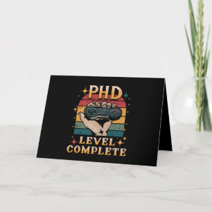 PhD Level Complete Graduation Doctorate Gaming Letterpress Thank You Card