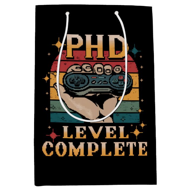 PhD Level Complete Graduation Doctorate Gaming Medium Gift Bag (Front)
