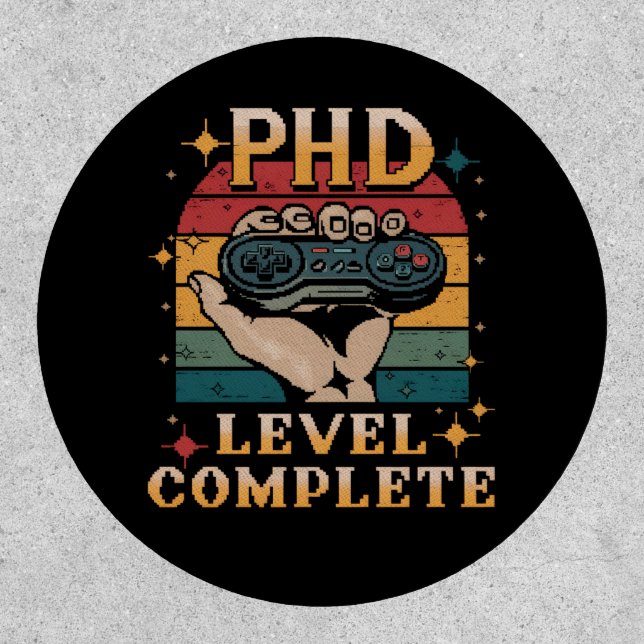 PhD Level Complete Graduation Doctorate Gaming Patch (Front)