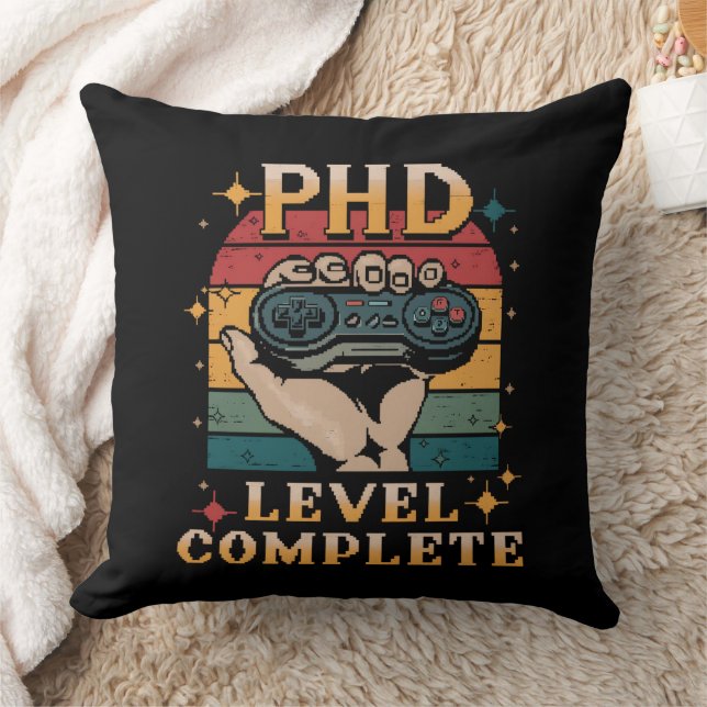 PhD Level Complete Graduation Doctorate Gaming Throw Pillow (Blanket)