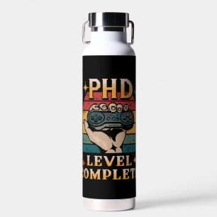 PhD Level Complete Graduation Doctorate Gaming Water Bottle