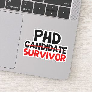 Phd Survivor Typography red black Sticker