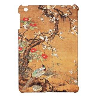 Pheasant and camellia oriental chinese ink art case for the iPad mini