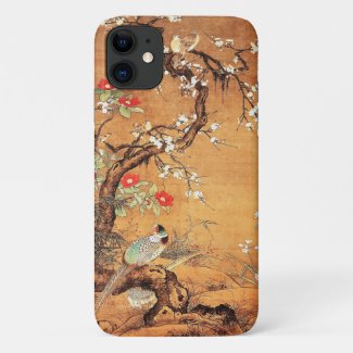 Pheasant and camellia oriental chinese ink art Case-Mate iPhone case