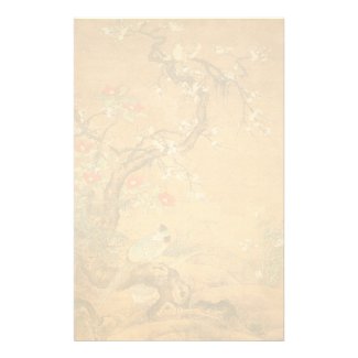Pheasant and camellia oriental chinese ink art stationery