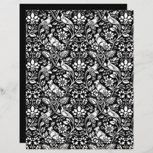 Pheasant and Hare Pattern Black and White 