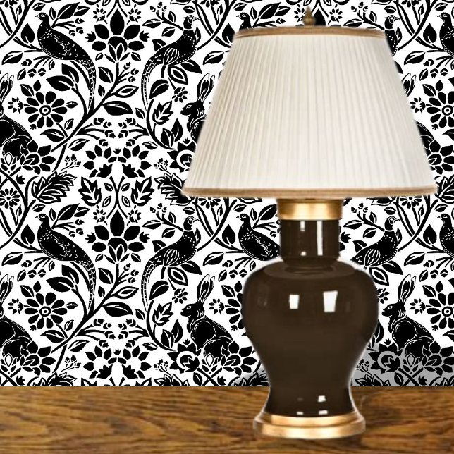 Pheasant and Hare Pattern, Black on White  Wallpaper (Creator Uploaded)