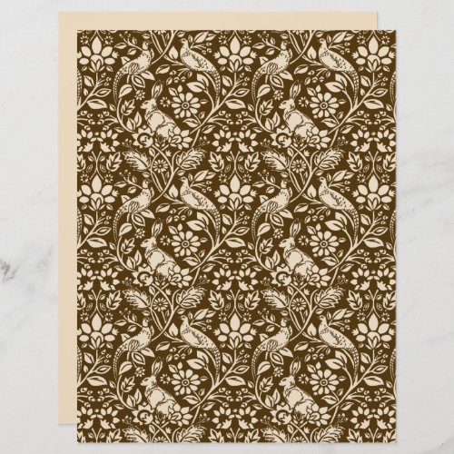 Pheasant and Hare Pattern Brown and Beige